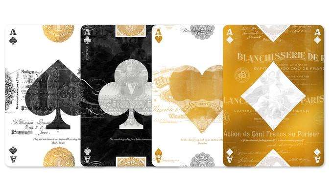 PlayingCardDecks.com-EPHEMERID v2 Gold & Copper Playing Cards 2 Deck Set NPCC