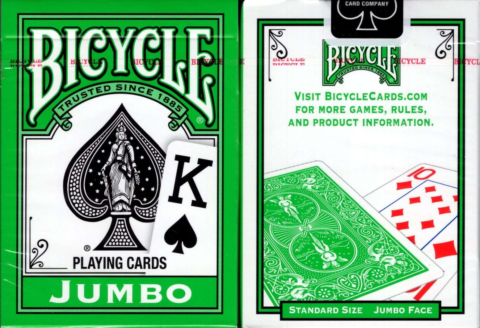 PlayingCardDecks.com-Green Jumbo Index Bicycle Playing Cards
