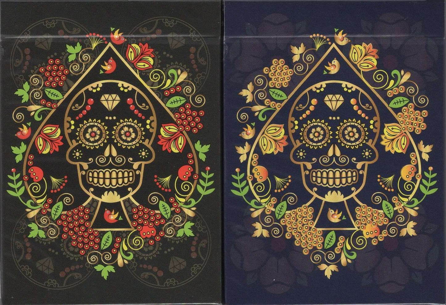 PlayingCardDecks.com-Calaveras de Azúcar Playing Cards USPCC - Black & Blue