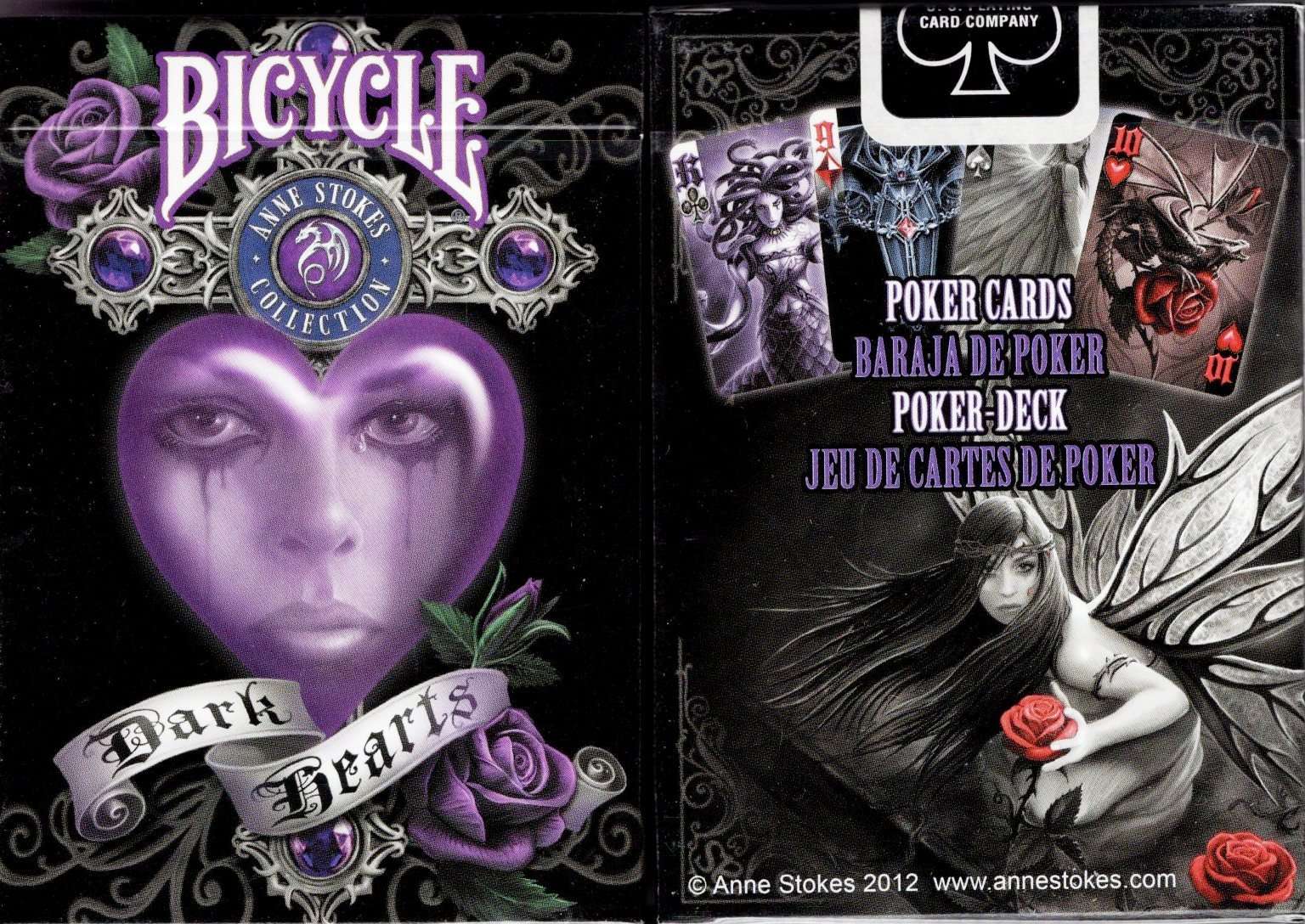PlayingCardDecks.com-Anne Stokes Dark Hearts Bicycle Playing Cards