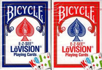 PlayingCardDecks.com-E-Z See Lo Vision Red & Blue 2 Deck Set Bicycle Playing Cards