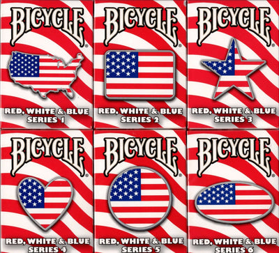 PlayingCardDecks.com-USA Red, White & Blue Series Bicycle Playing Cards 6 Deck Set