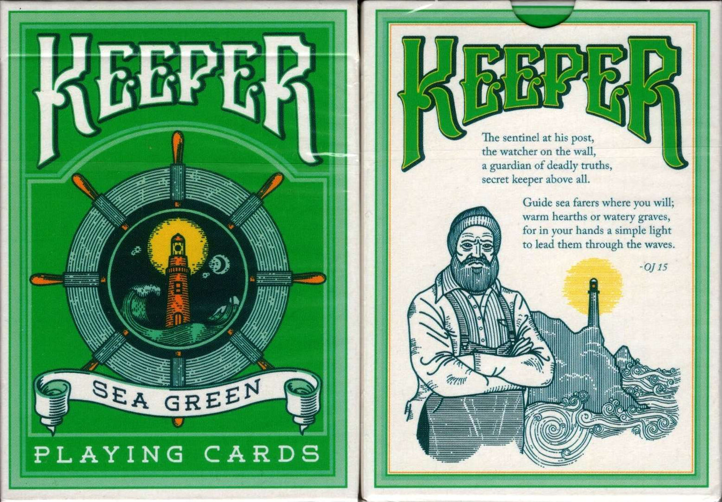 PlayingCardDecks.com-Keepers Sea Green Playing Cards Cartamundi