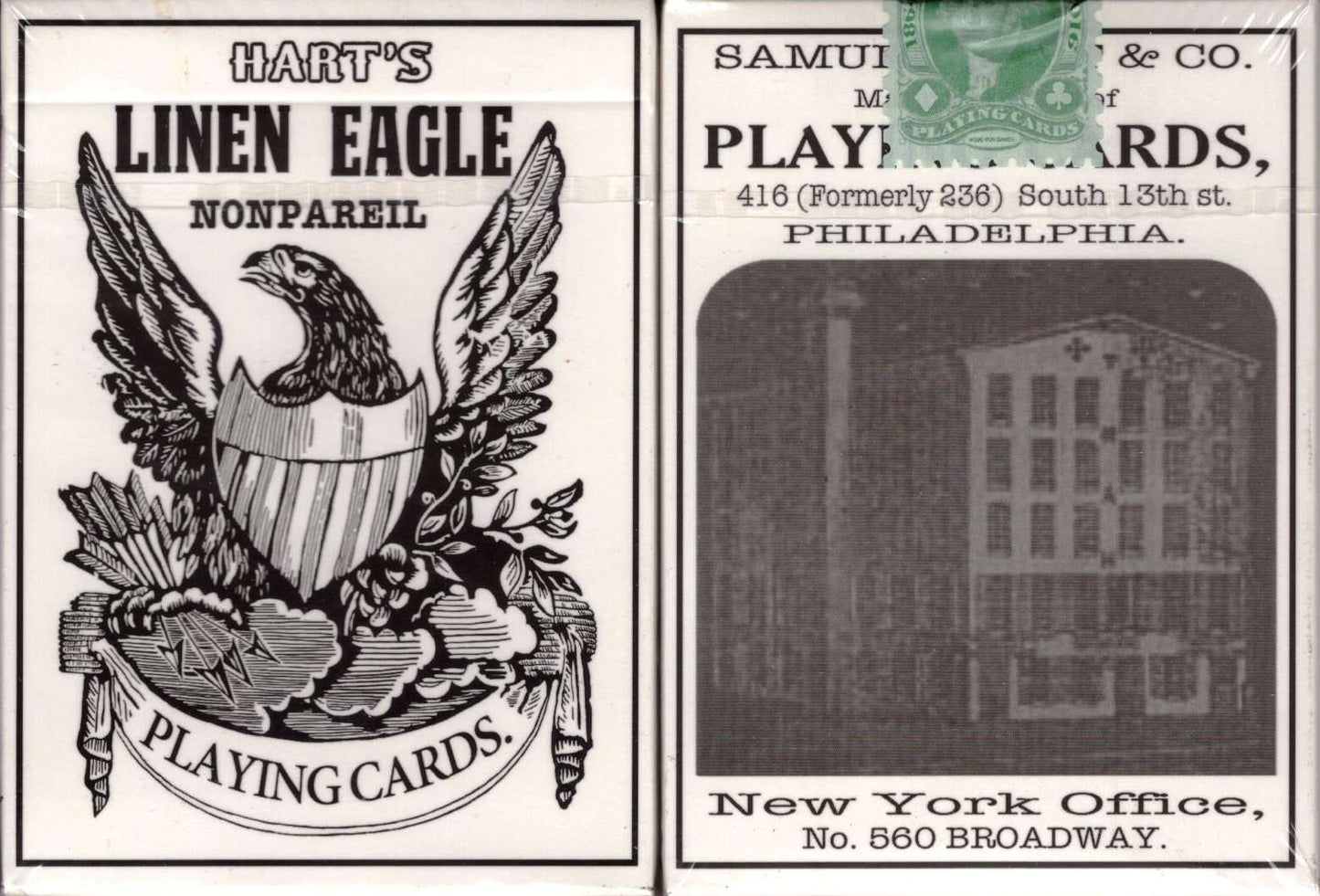 PlayingCardDecks.com-1864 Saladee's Replica Playing Cards Standard Deck Hart's Linen Eagle Deck
