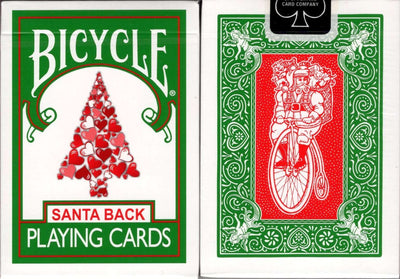 PlayingCardDecks.com-Santa Back Green Bicycle Playing Cards