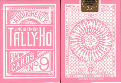 PlayingCardDecks.com-Pink Tally-Ho Reverse Circle Back Playing Cards