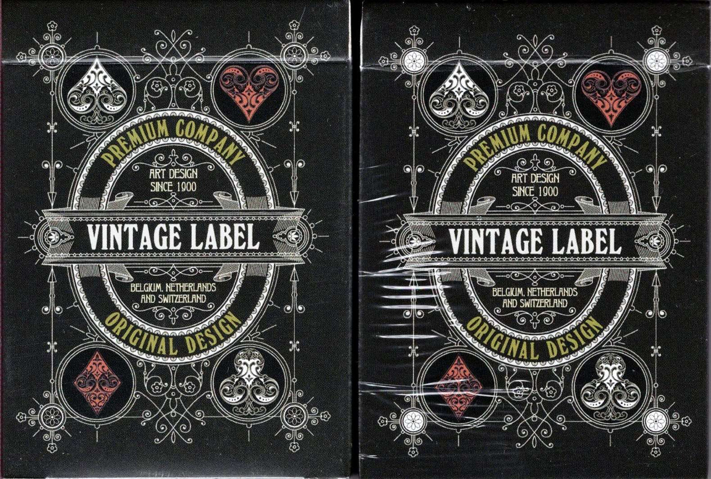 PlayingCardDecks.com-Vintage Label Black Premier Edition Playing Cards MPC