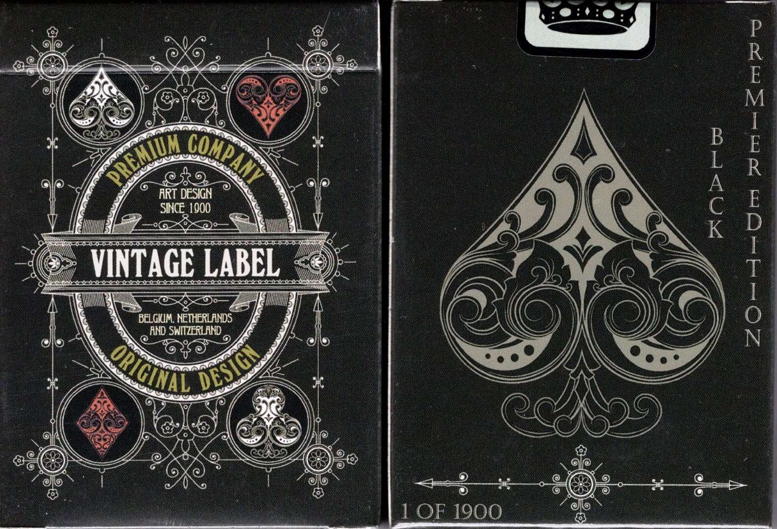 PlayingCardDecks.com-Vintage Label Black Premier Edition Playing Cards MPC: Standard