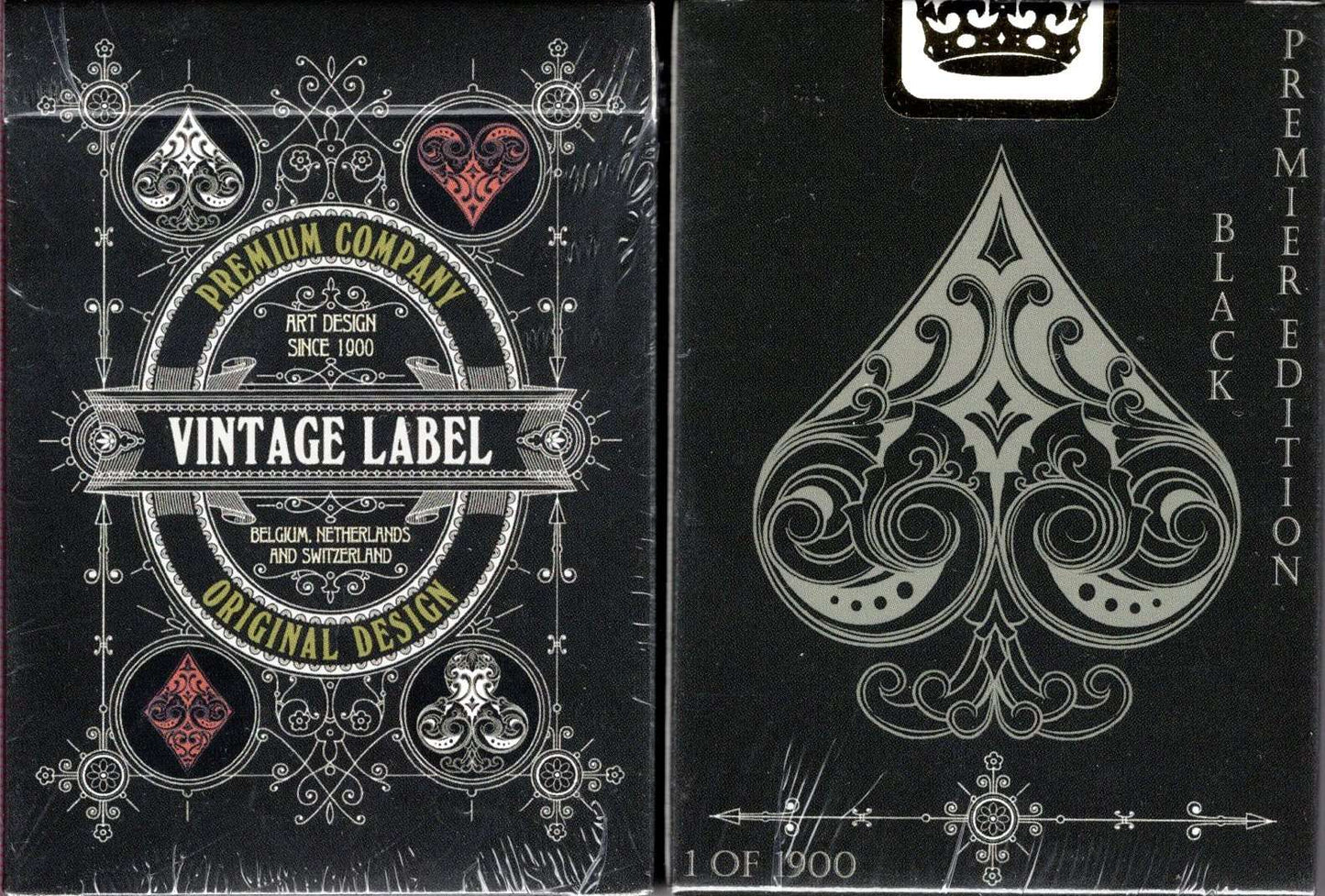 Vintage Label Black Premier Edition Playing Cards MPC