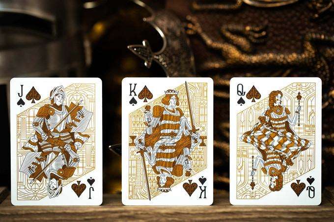 PlayingCardDecks.com-King Arthur Gilded Playing Cards 2 Deck Set