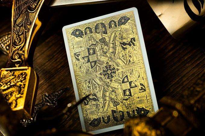 PlayingCardDecks.com-King Arthur Gold Gilded Playing Cards USPCC