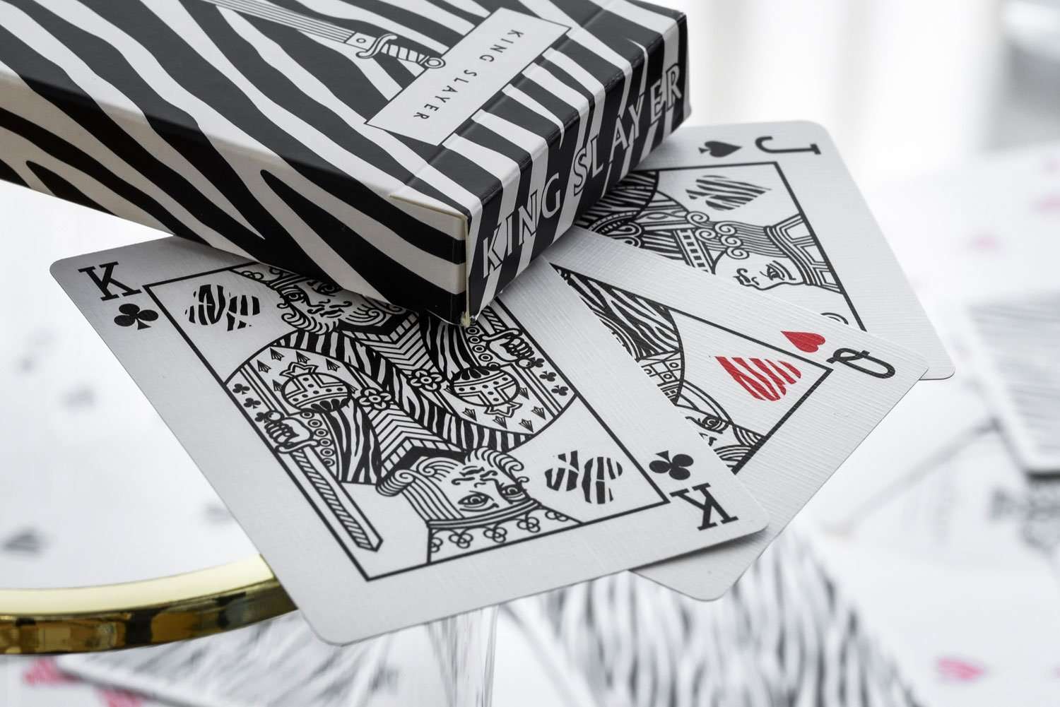 PlayingCardDecks.com-King Slayer Zebra Playing Cards Cartamundi