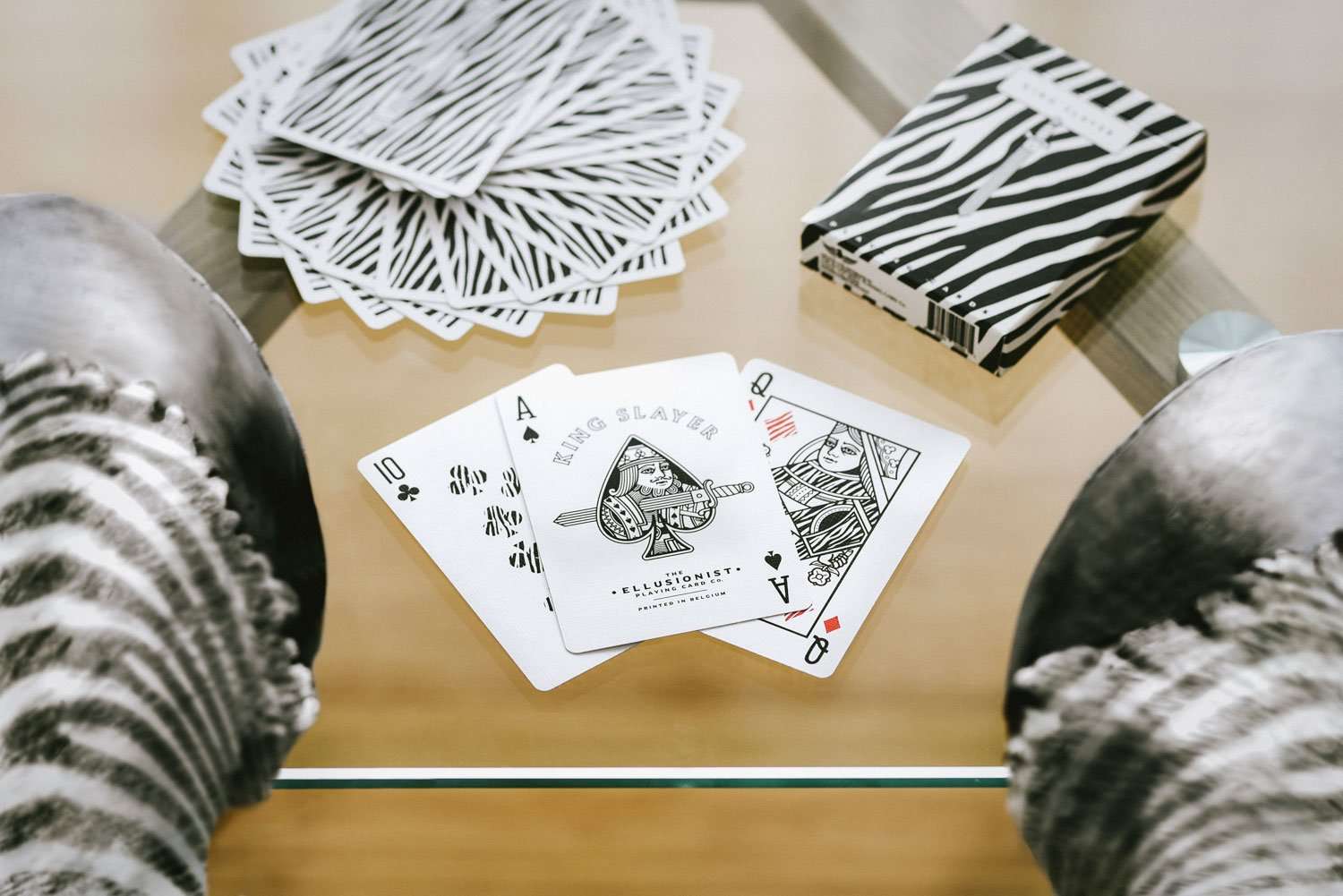PlayingCardDecks.com-King Slayer Zebra Playing Cards Cartamundi