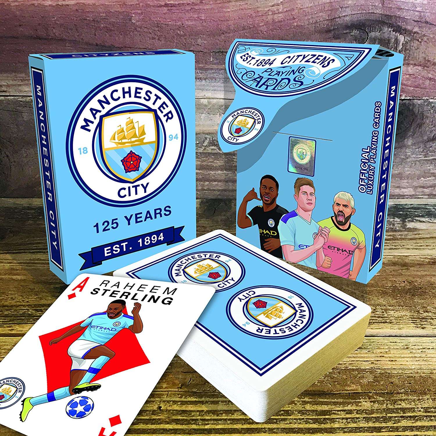 PlayingCardDecks.com-Manchester City Soccer Playing Cards