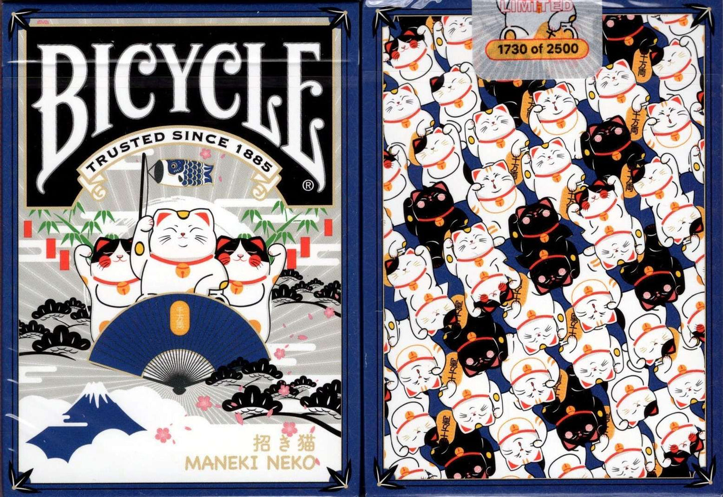 PlayingCardDecks.com-Maneki Neko Blue Bicycle Playing Cards