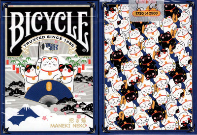 PlayingCardDecks.com-Maneki Neko Blue Bicycle Playing Cards