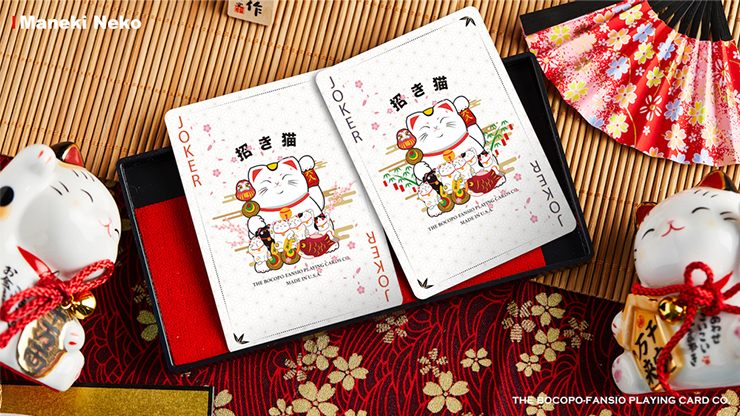 PlayingCardDecks.com-Maneki Neko Red Bicycle Playing Cards
