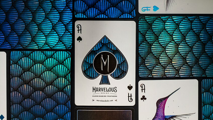 PlayingCardDecks.com-Marvelous Hummingbird Feathers Blue Playing Cards Cartamundi