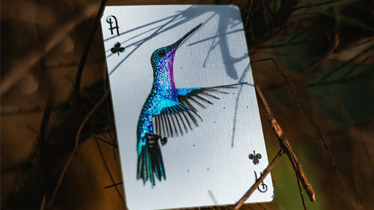 PlayingCardDecks.com-Marvelous Hummingbird Feathers Blue Playing Cards Cartamundi