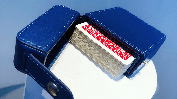 PlayingCardDecks.com-MAZE Leather Playing Card Case: Blue