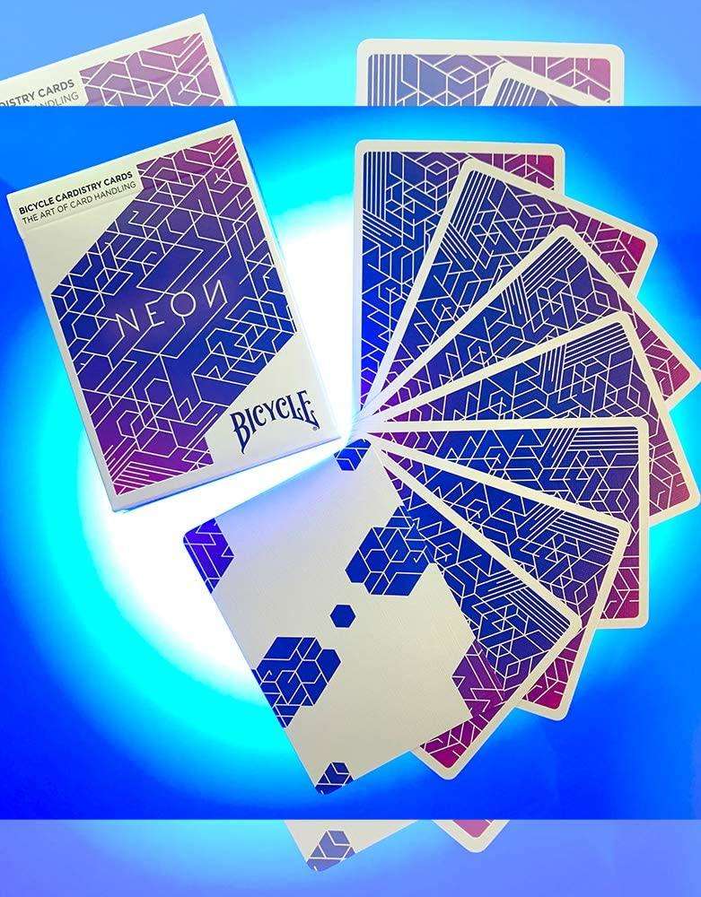 PlayingCardDecks.com-Neon Blue Aurora Bicycle Cardistry Cards