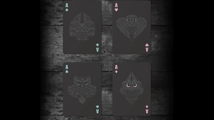 PlayingCardDecks.com-Owl Black Playing Cards HCPC