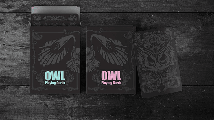 PlayingCardDecks.com-Owl Black Playing Cards HCPC