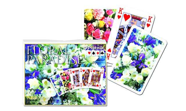 PlayingCardDecks.com-Floral Blue Box 2 Deck Set Bridge Playing Cards Piatnik