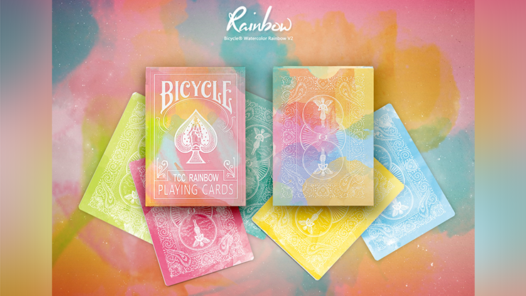 PlayingCardDecks.com-Rainbow v2 Peach Bicycle Playing Cards