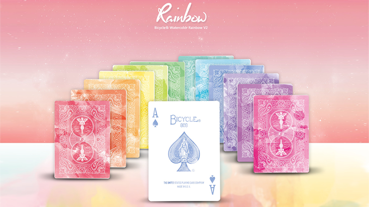 PlayingCardDecks.com-Rainbow v2 Peach Bicycle Playing Cards