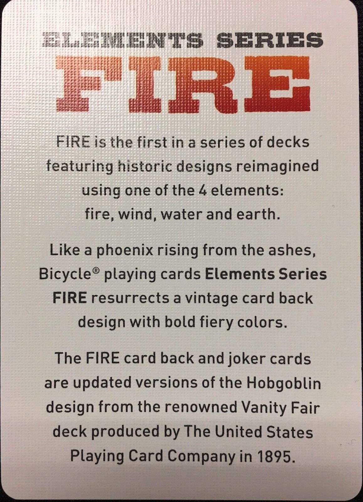 PlayingCardDecks.com-Fire Elements Series Grey Bicycle Playing Cards