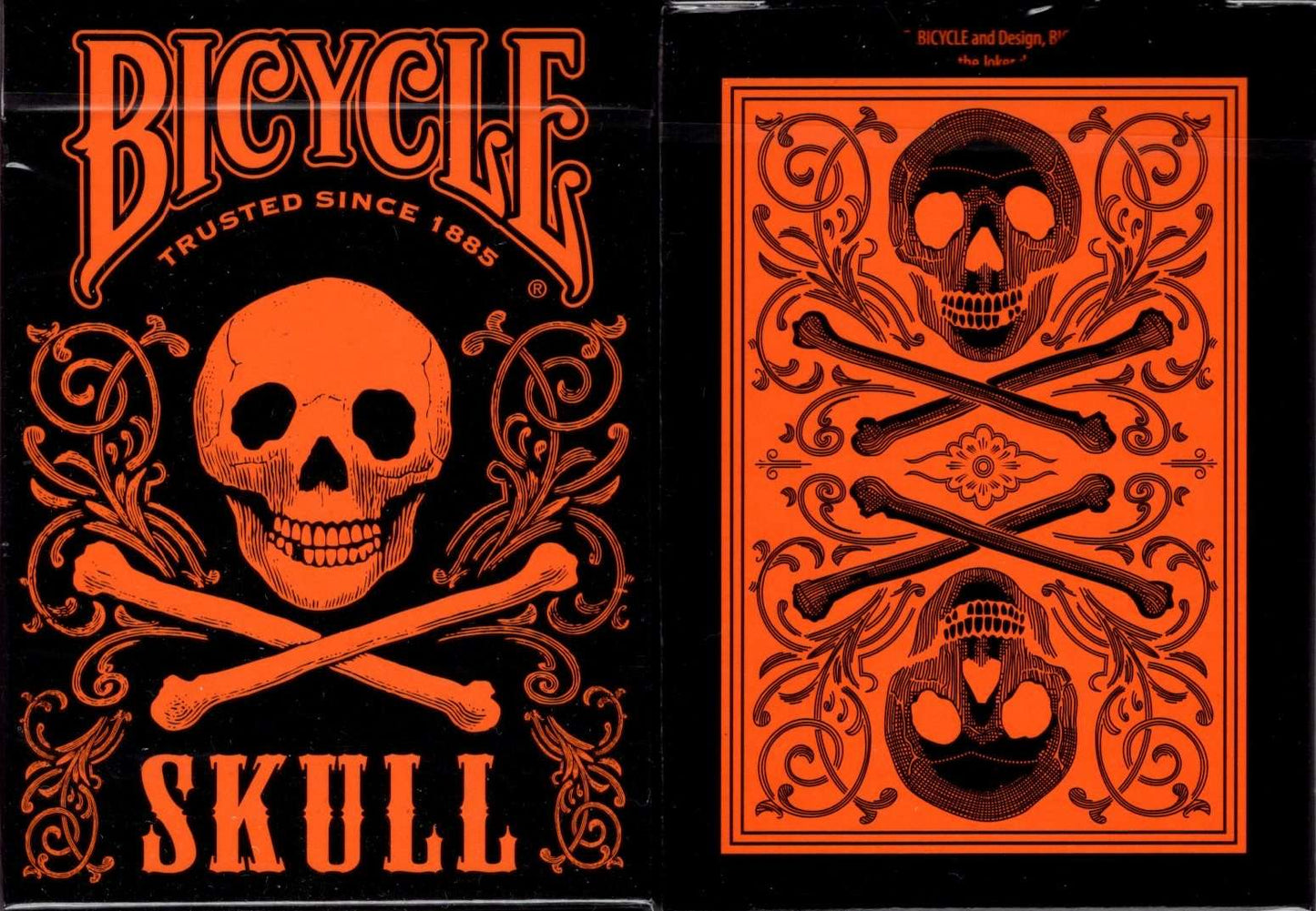 PlayingCardDecks.com-Skull Metallic Orange Bicycle Playing Cards