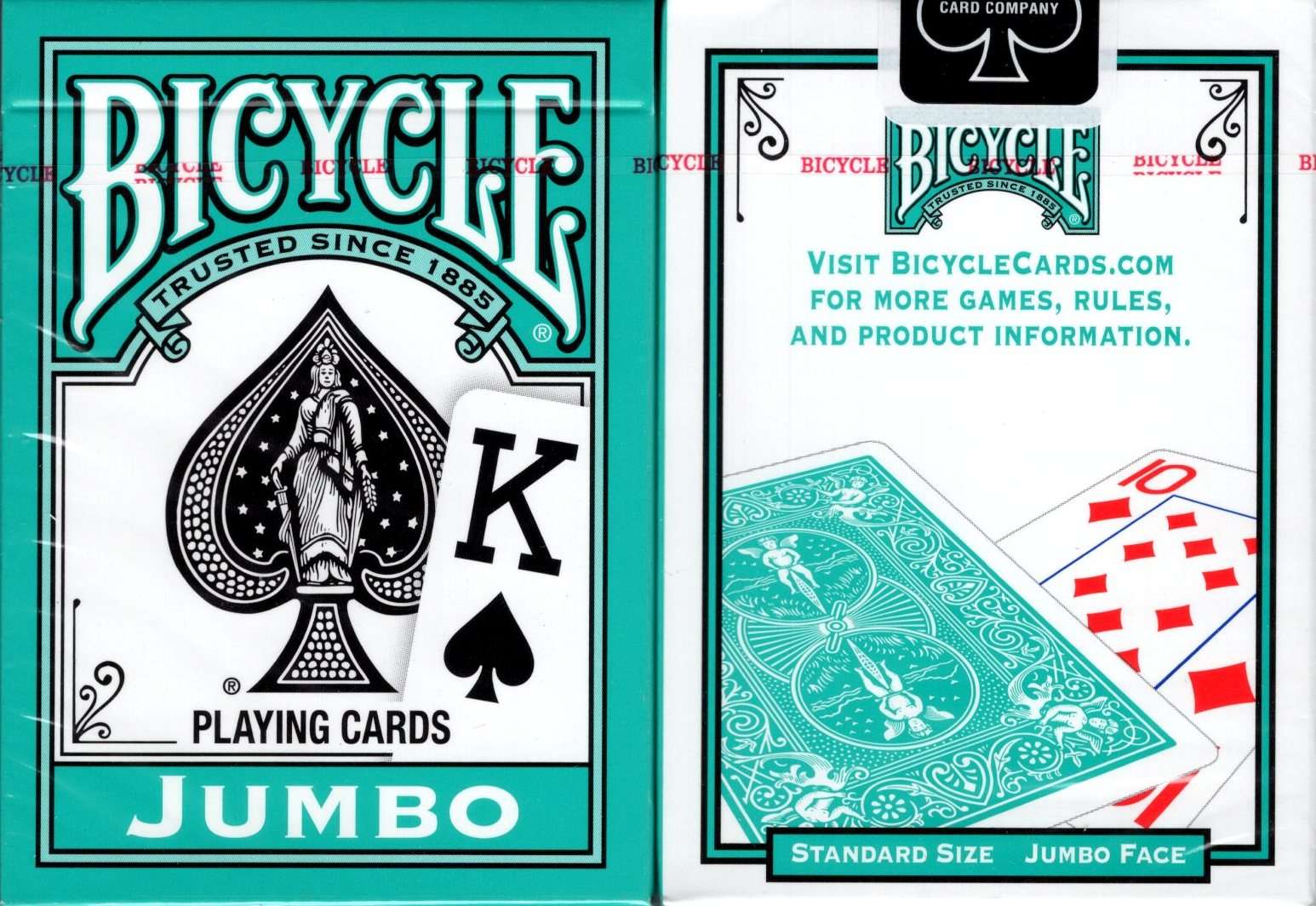 PlayingCardDecks.com-Teal Jumbo Index Bicycle Playing Cards