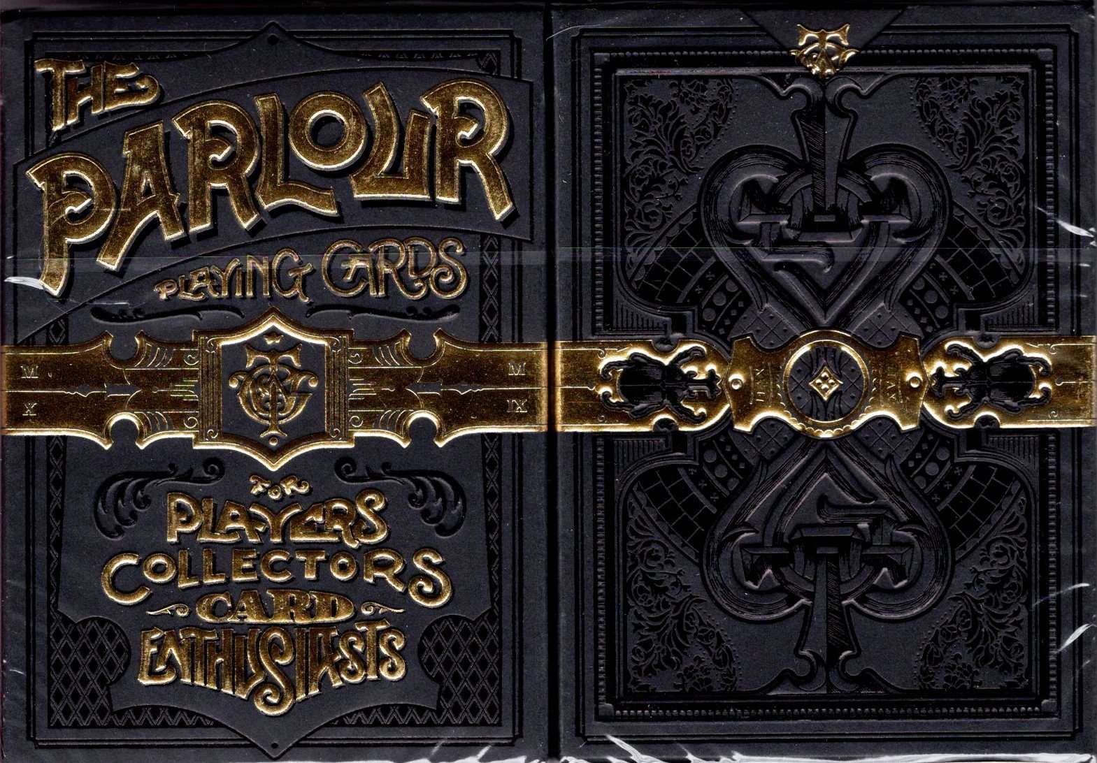PlayingCardDecks.com-The Parlour Black Playing Cards Cartamundi